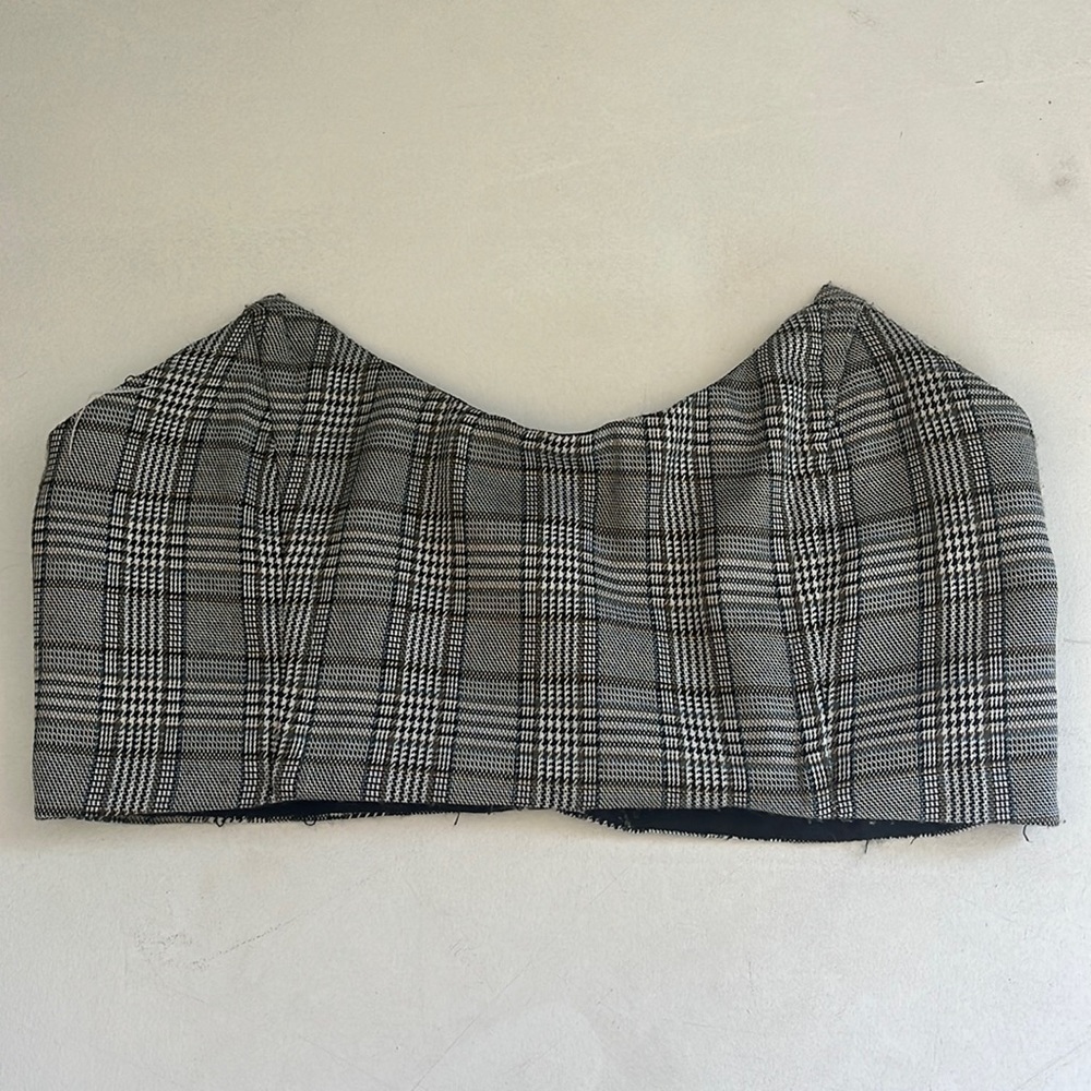 1Z45 Bustier Bralette Top Plaid with zipper